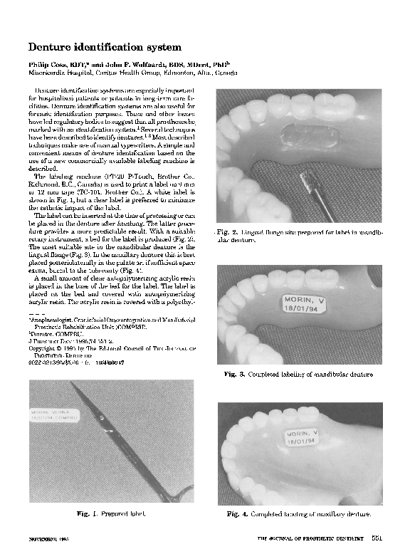 (PDF) Denture identification system Philip Coss Academia.edu