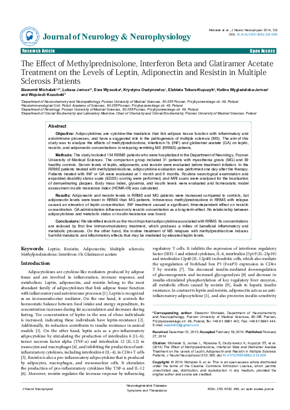 (PDF) The Effect of Methylprednisolone, Interferon Beta and Glatiramer ...