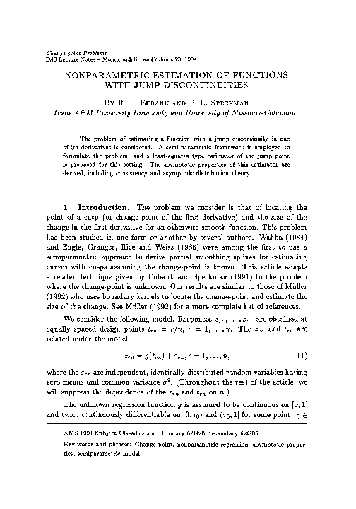 (PDF) Nonparametric estimation of functions with jump discontinuities
