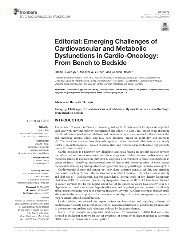(PDF) Editorial: Emerging Challenges of Cardiovascular and Metabolic ...