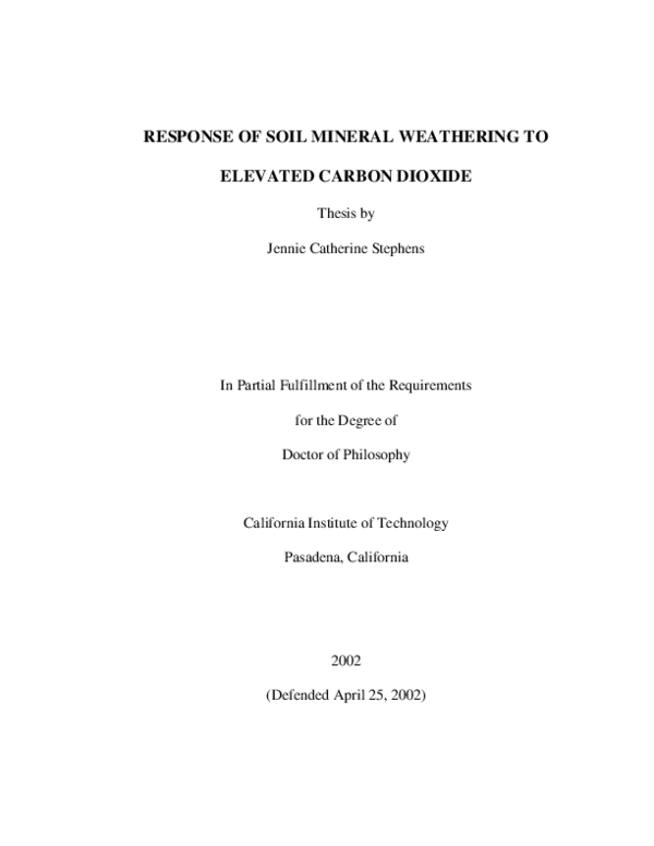 (PDF) Response of Soil Mineral Weathering to Elevated Carbon Dioxide