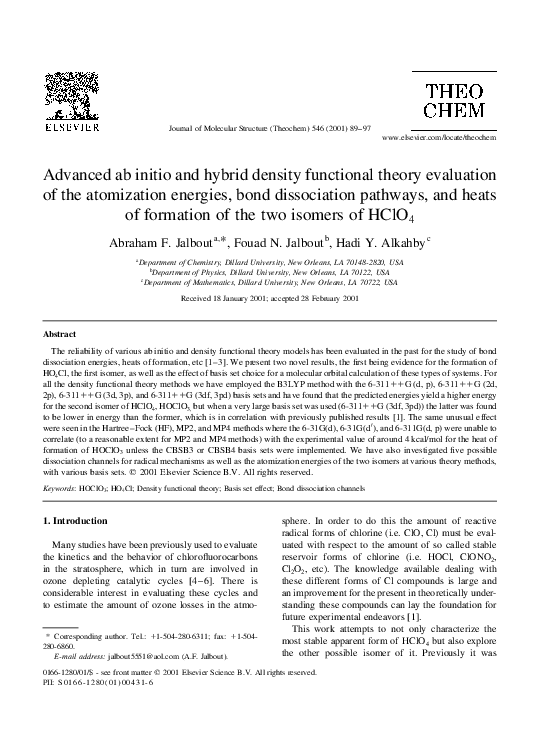 (PDF) Advanced ab initio and hybrid density functional theory ...