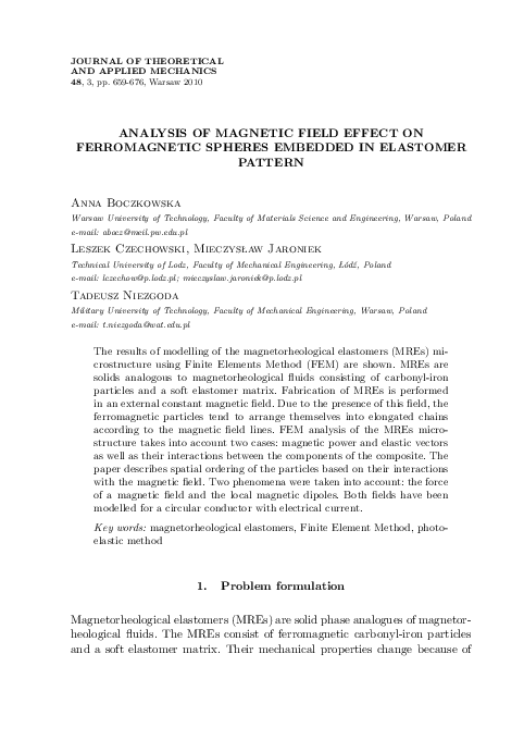 (PDF) Analysis of magnetic field effect on ferromagnetic spheres ...