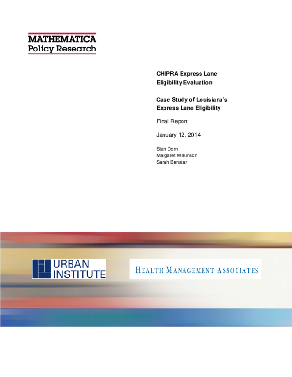 (PDF) CHIPRA Express Lane Eligibility Evaluation Case Study of