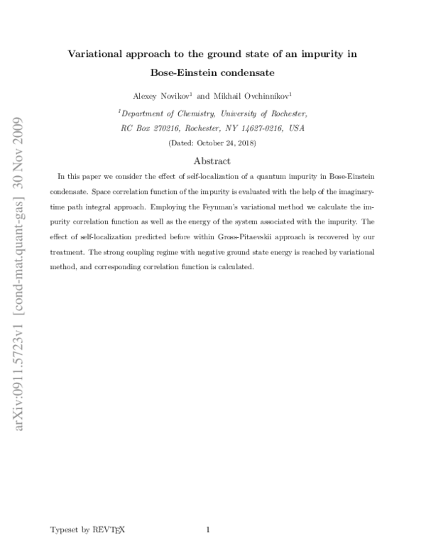 (PDF) Variational approach to the ground state of an impurity in a Bose ...