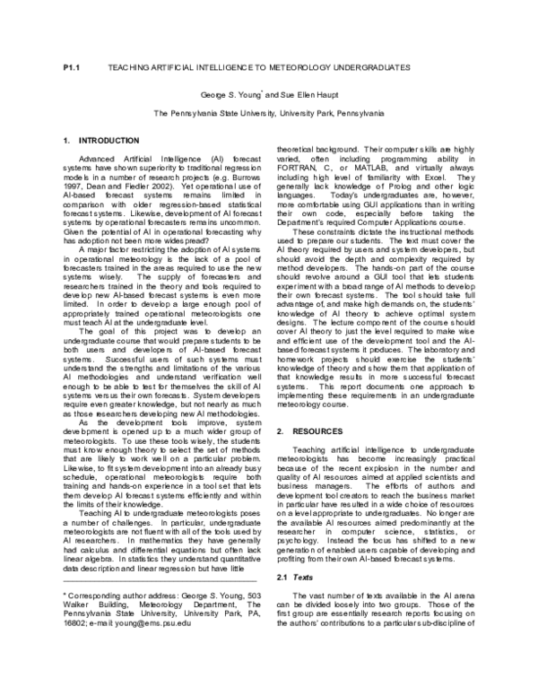 (PDF) P1. 1 Teaching Artificial Intelligence to Meteorology Undergraduates