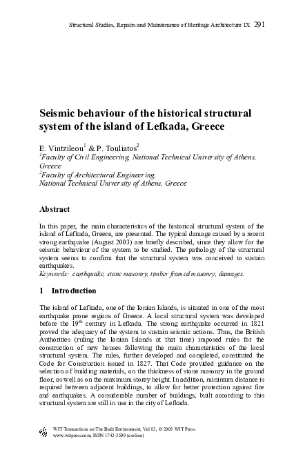 (PDF) Seismic behaviour of the historical structural system of the ...