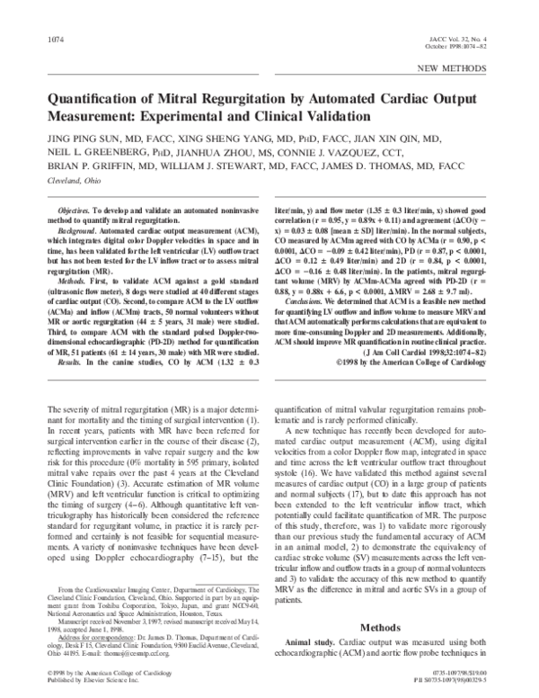 (PDF) Quantification of mitral regurgitation by automated cardiac ...