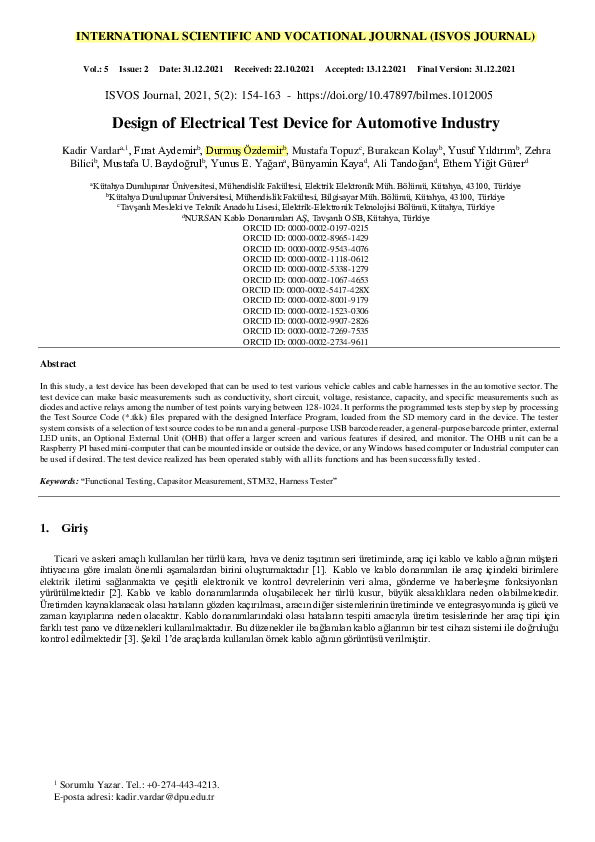 (PDF) Design of Electrical Test Device for Automotive Industry