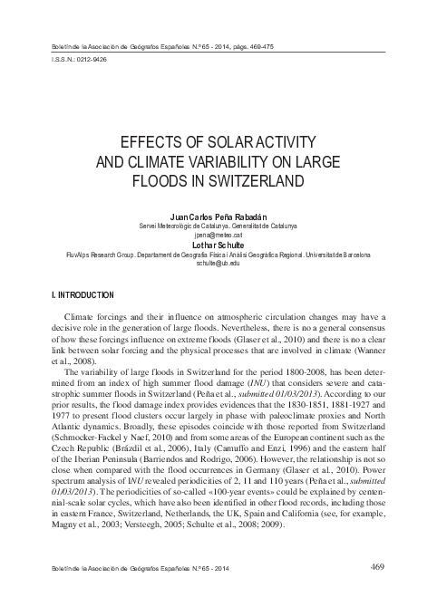 (PDF) Effects of solar activity and climate variability on large floods ...