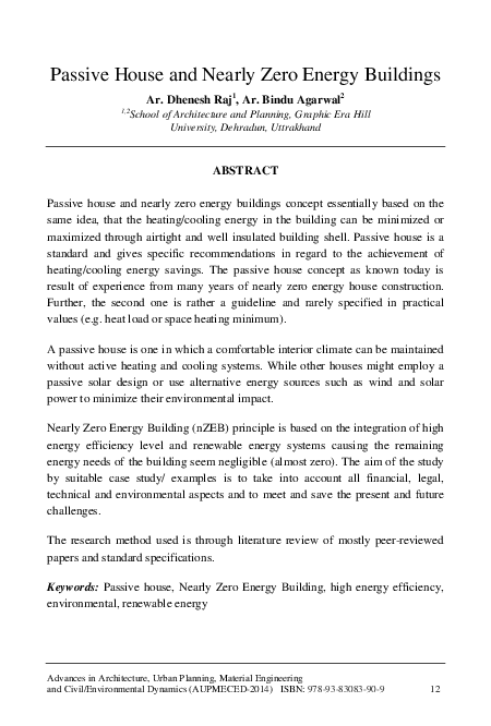 (PDF) Passive House and Nearly Zero Energy Buildings