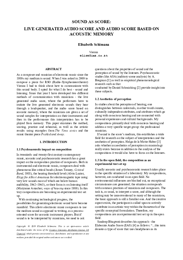 (PDF) Sound as Score: Live Generated Audio Score and Audio Score Based ...