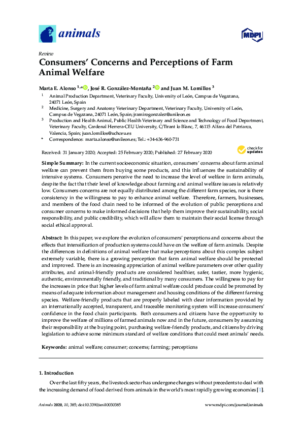 (PDF) Consumers’ Concerns and Perceptions of Farm Animal Welfare
