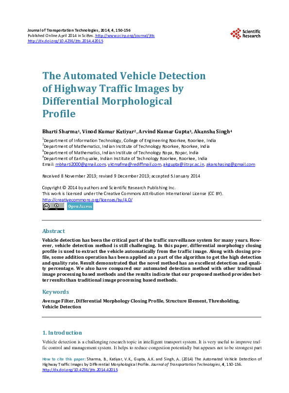(PDF) The Automated Vehicle Detection of Highway Traffic Images by ...