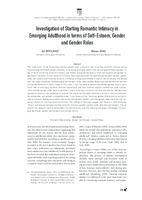 (PDF) Investigation of Starting Romantic Intimacy in Emerging Adulthood ...