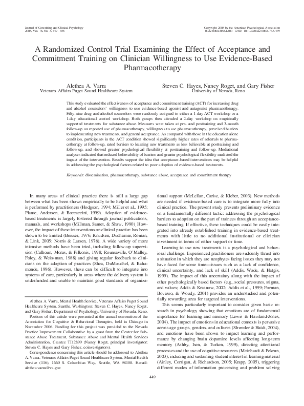 (PDF) A randomized control trial examining the effect of acceptance and ...