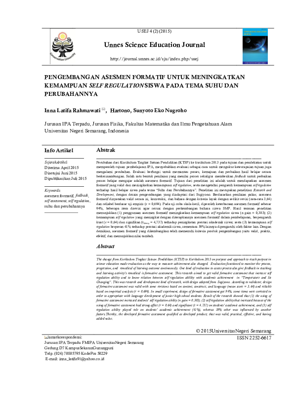 (PDF) Pengembangan Asesmen Formatif Untuk Meningkatkan Kemampuan Self