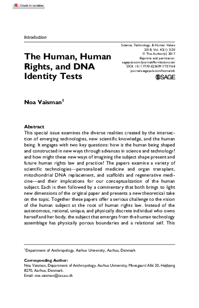 (PDF) The Human, Human Rights, and DNA Identity Tests