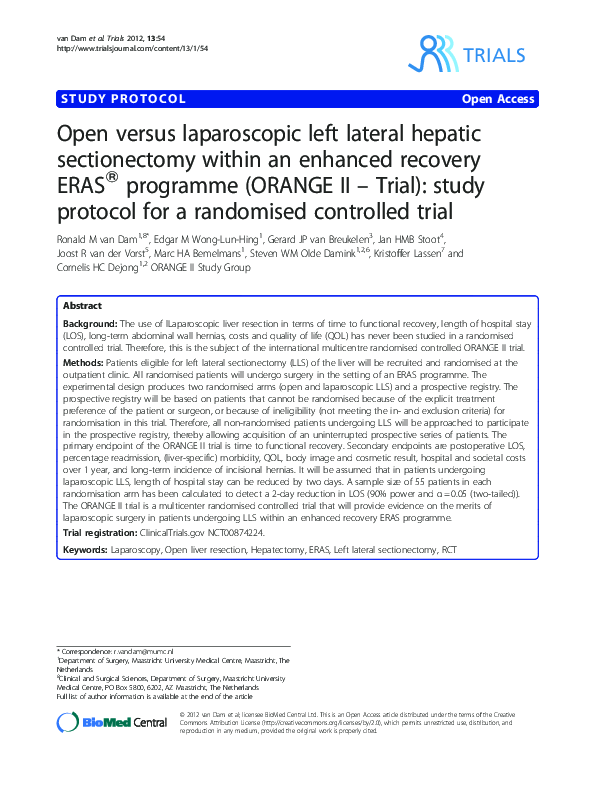 (PDF) Open versus laparoscopic left lateral hepatic sectionectomy ...