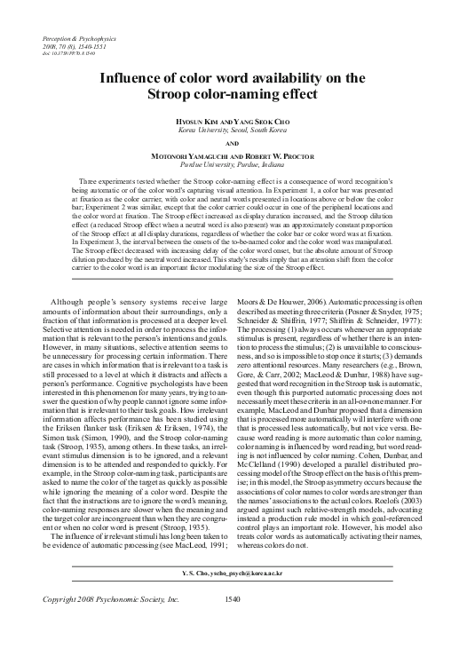(PDF) Influence of color word availability on the Stroop color-naming ...