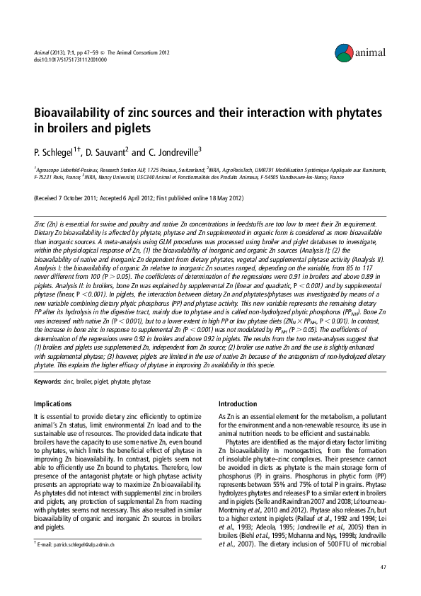 (PDF) Bioavailability of zinc sources and their interaction with ...