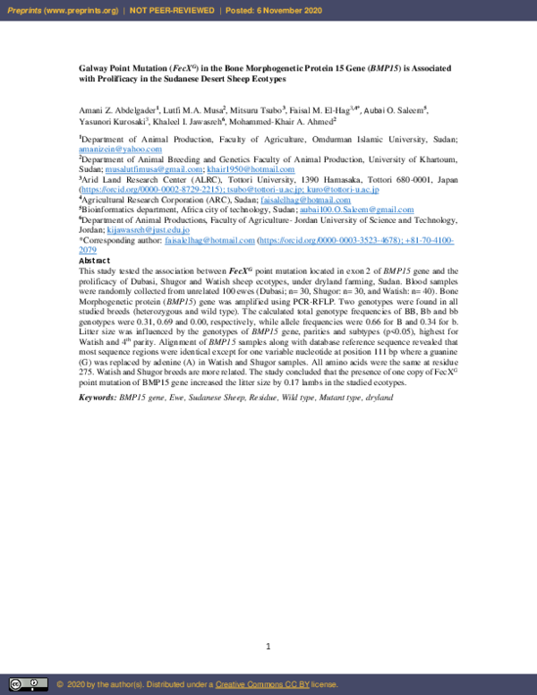 (PDF) Galway Point Mutation (FecXG) in the Bone Morphogenetic Protein ...
