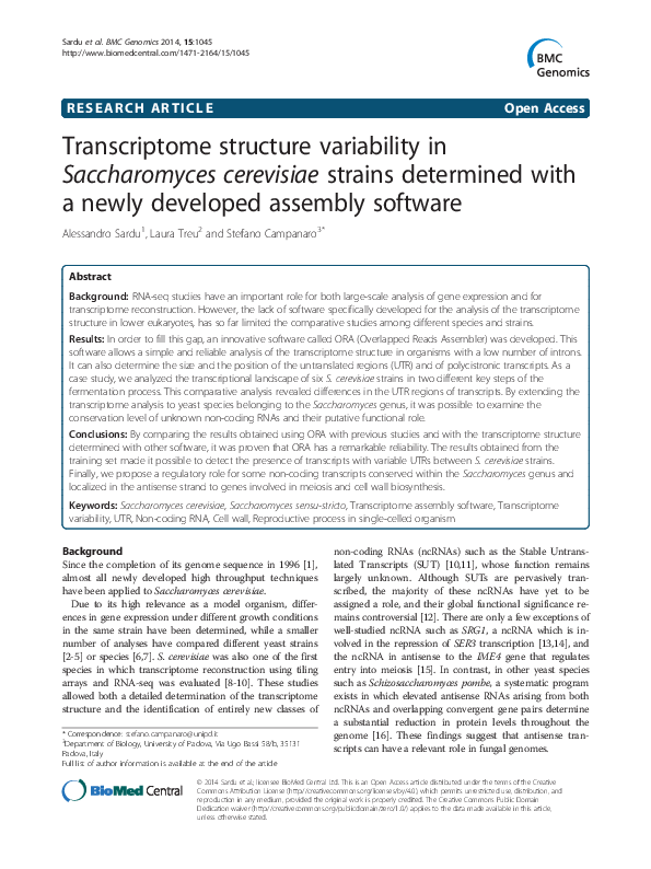 (PDF) Transcriptome structure variability in Saccharomyces cerevisiae ...