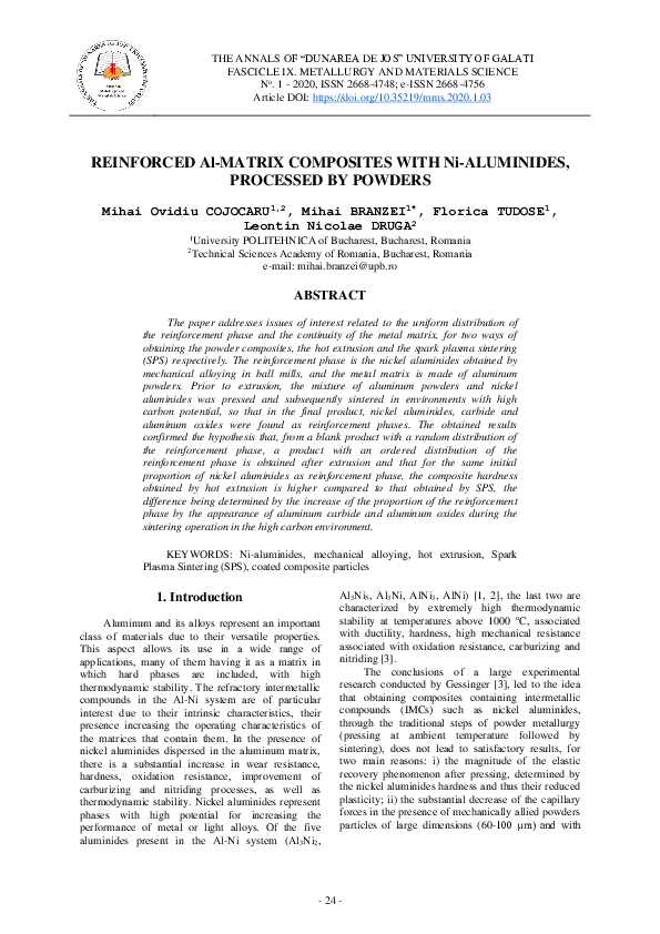 (PDF) Reinforced Al-Matrix Composites with Ni-Aluminides, Processed by ...