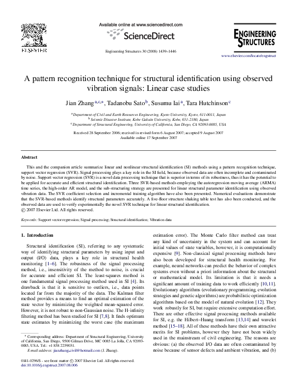 (PDF) A pattern recognition technique for structural identification ...