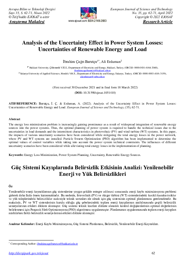 (PDF) Analysis of the Uncertainty Effect in Power System Losses ...