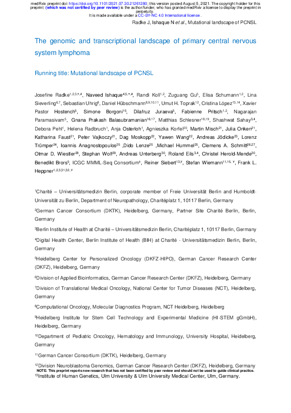 (PDF) The genomic and transcriptional landscape of primary central ...