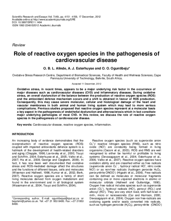(PDF) Role of reactive oxygen species in the pathogenesis of ...