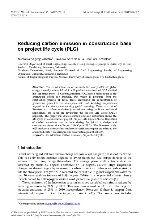 (PDF) Reducing carbon emission in construction base on project life ...