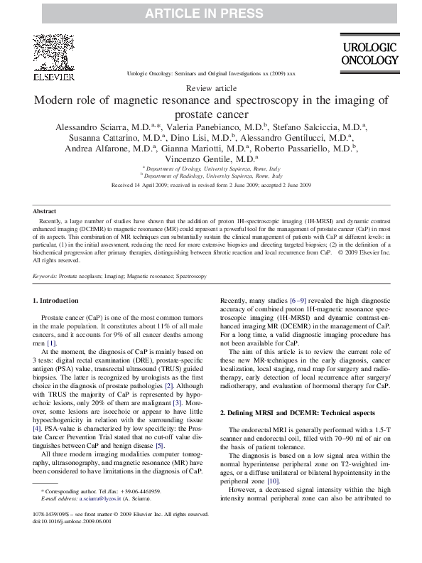 (PDF) Modern role of magnetic resonance and spectroscopy in the imaging ...