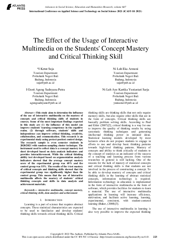 (PDF) The Effect of the Usage of Interactive Multimedia on the Students ...