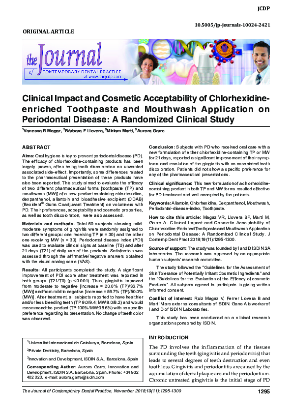 PDF) Clinical Impact and Cosmetic Acceptability of 