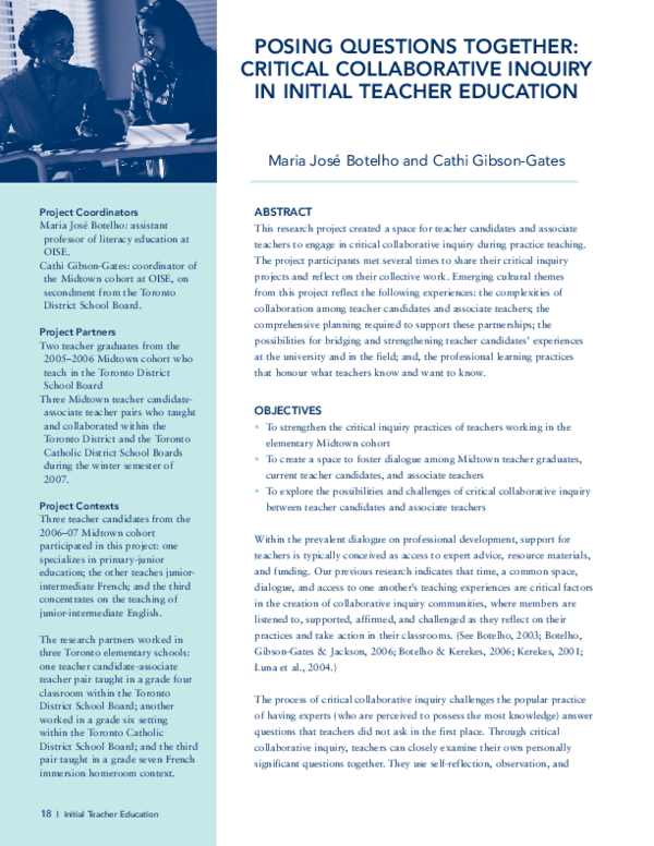 (PDF) Posing Questions Together: Critical Collaborative Inquiry in ...