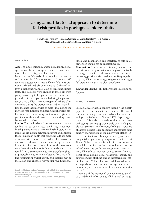 (PDF) Using a multifactorial approach to determine fall risk profiles ...