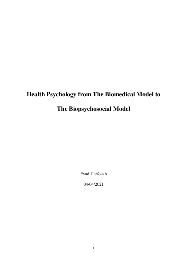 (PDF) Health Psychology from The Biomedical Model to The ...