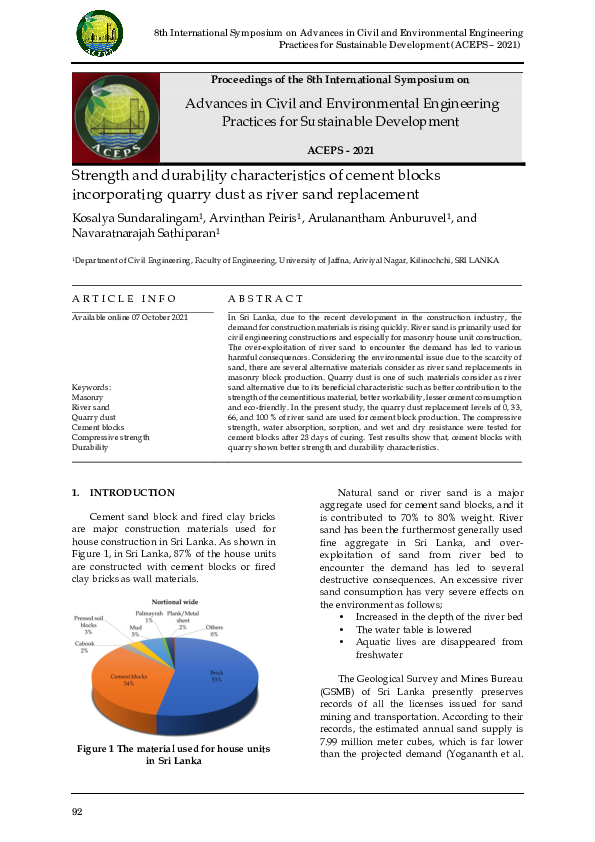 (PDF) Strength and durability characteristics of cement blocks ...