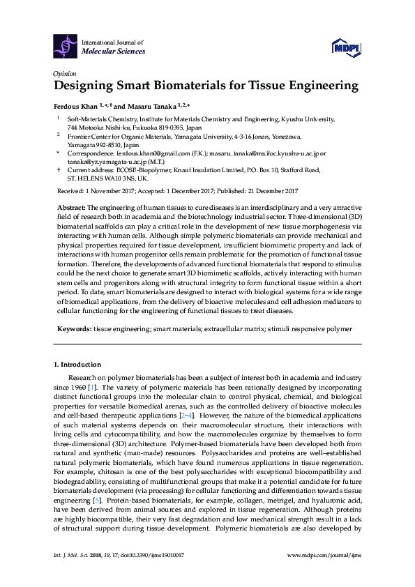 (PDF) Designing Smart Biomaterials for Tissue Engineering