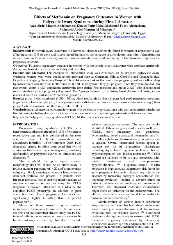 (PDF) Effects of metformin on pregnancy outcomes in women with ...