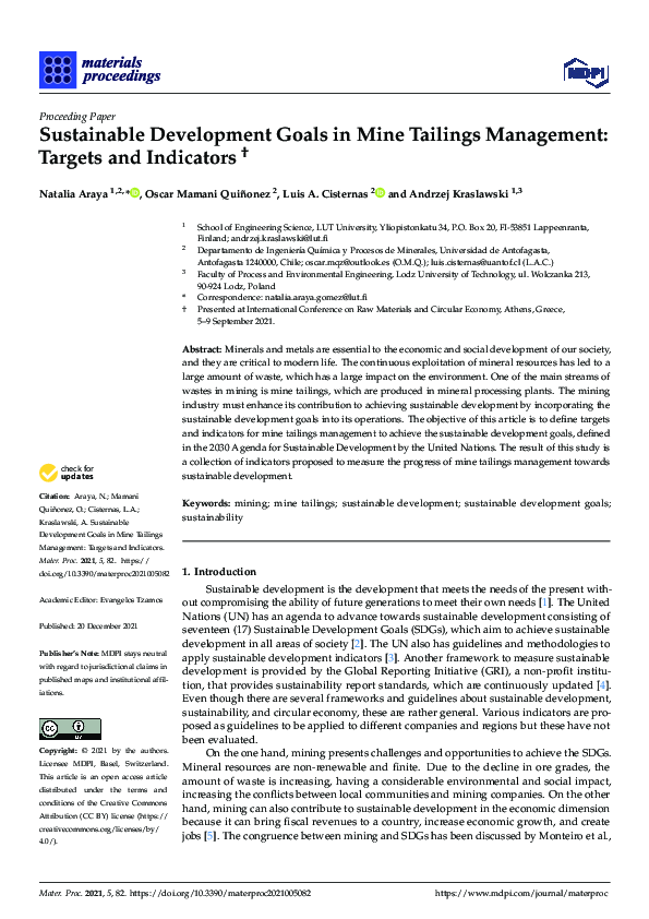 (PDF) Sustainable Development Goals in Mine Tailings Management ...