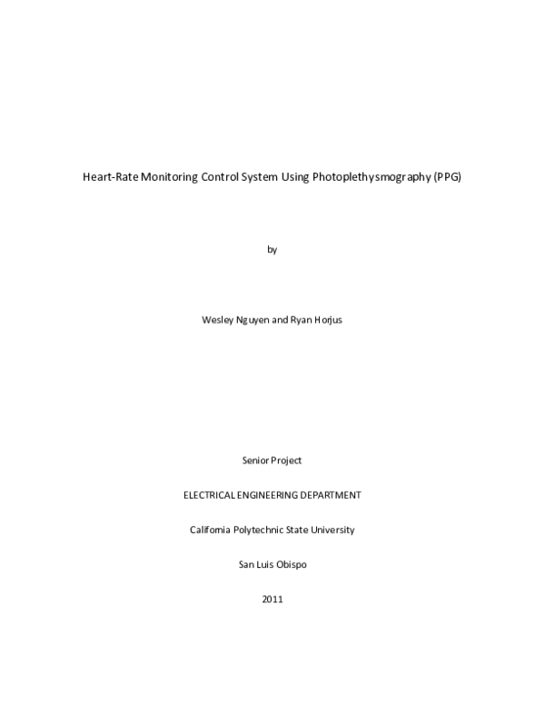 (PDF) HeartRate Monitoring Control System Using Photoplethysmography