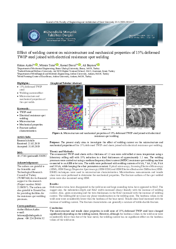 (PDF) Effect of welding current on microstructure and mechanical ...
