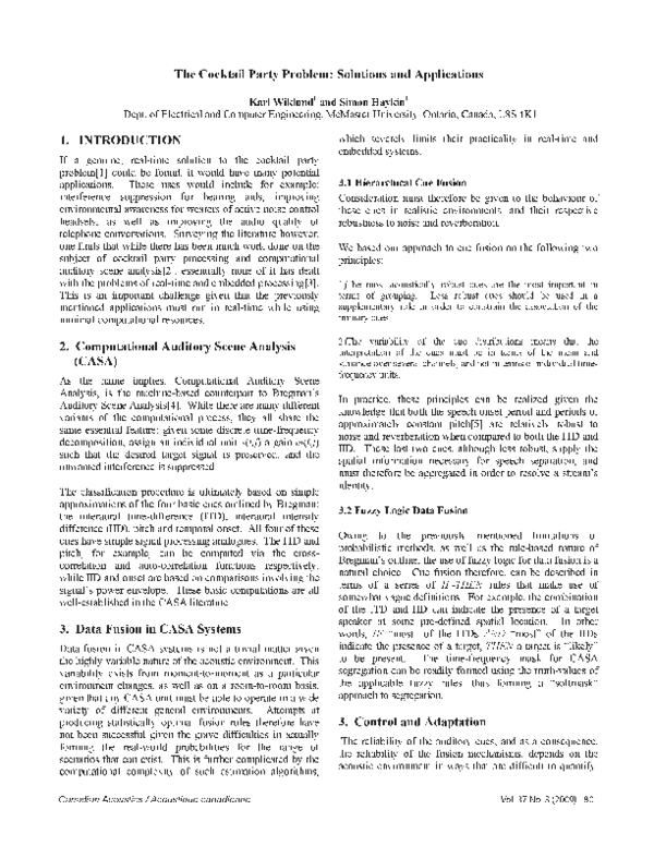 (PDF) The cocktail party problem: Solutions and applications