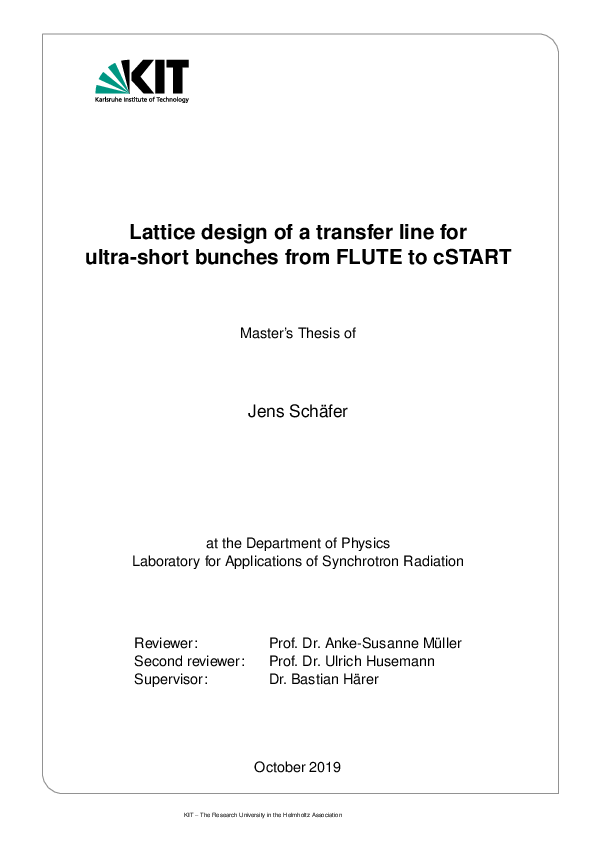 (PDF) Transfer line for ultra short bunches from FLUTE to cSTART