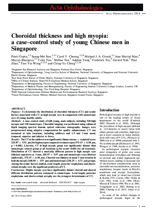 (PDF) Choroidal thickness and high myopia: a case-control study of ...