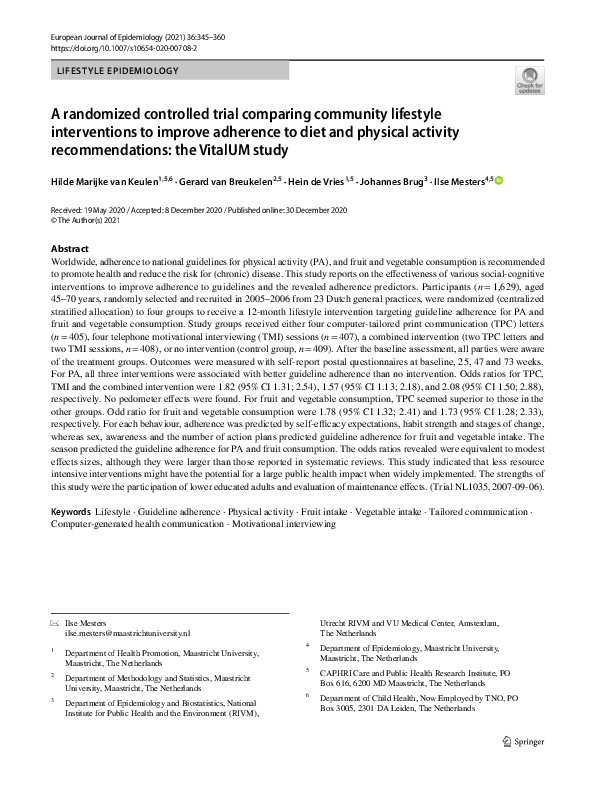 (PDF) A randomized controlled trial comparing community lifestyle ...