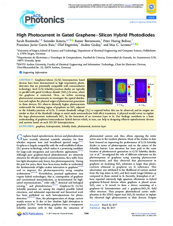 (PDF) High Photocurrent in Gated GrapheneSilicon Hybrid Photodiodes